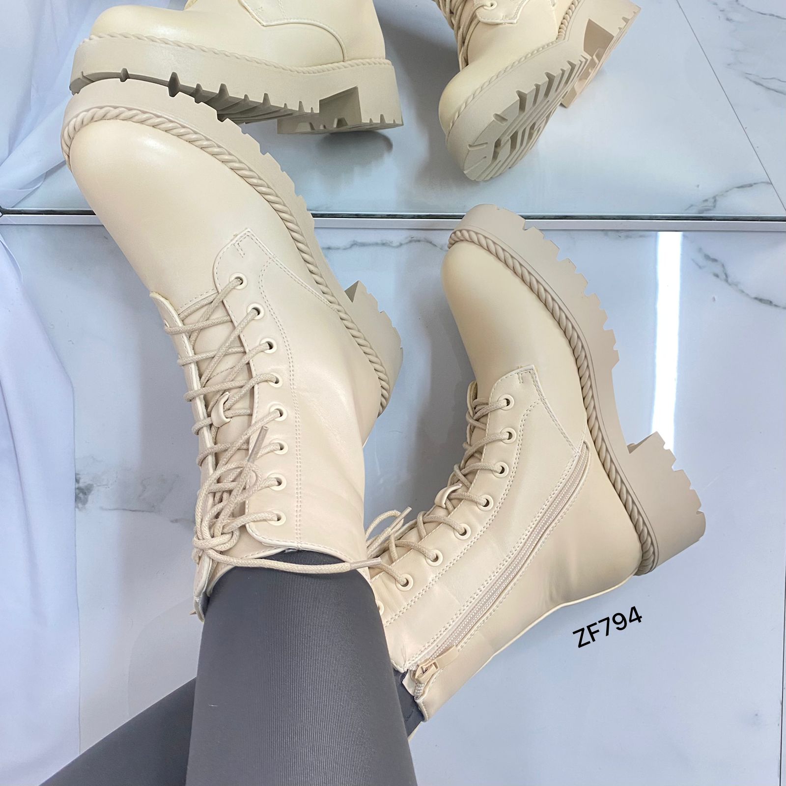 Botin beige tacon 4cm 8636 C-66